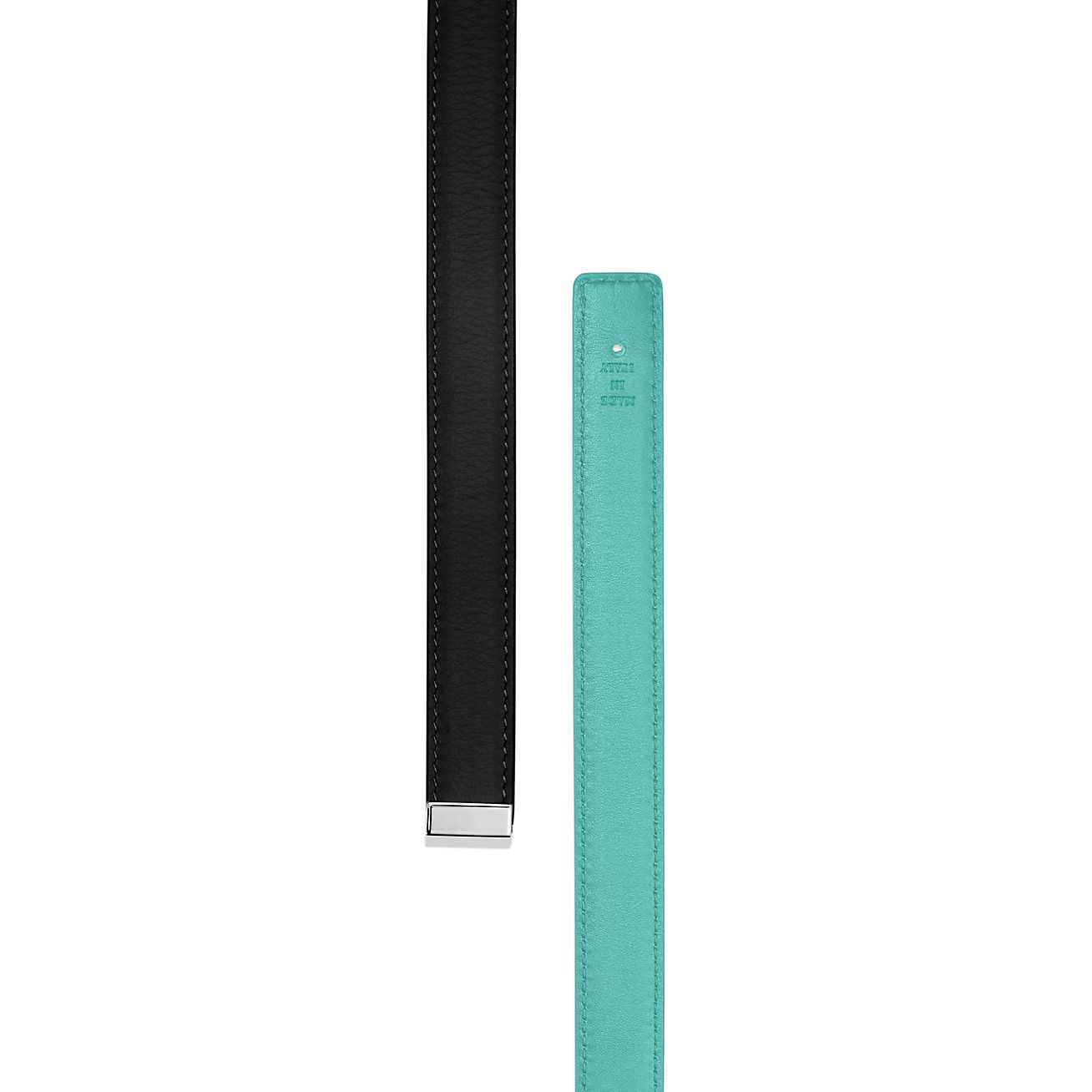 T&CO.® Reversible Belt Strap in Tiffany Blue and Black Leather, 20