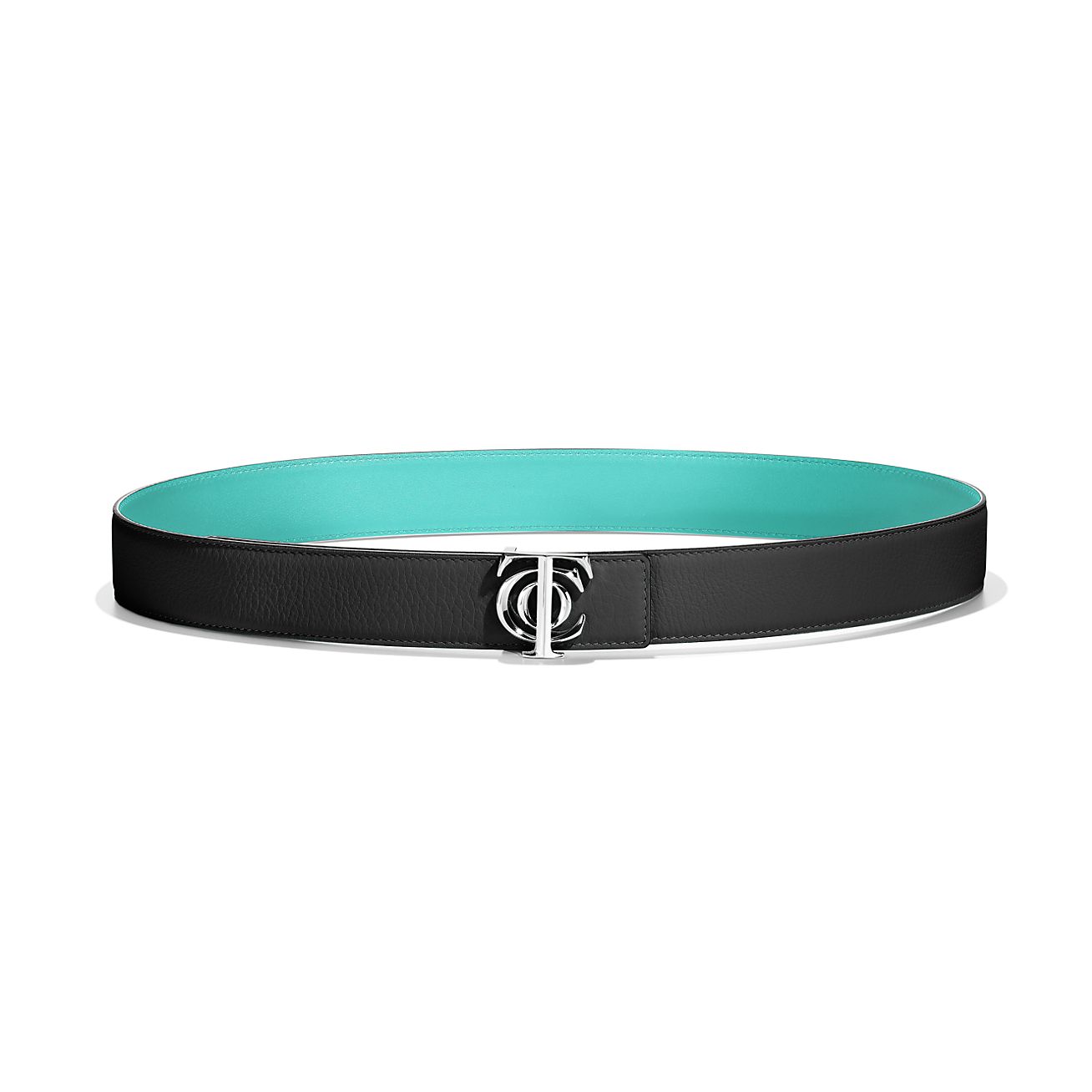 T&CO.® Reversible Belt Strap in Tiffany Blue® and Black Leather, 35 mm Wide