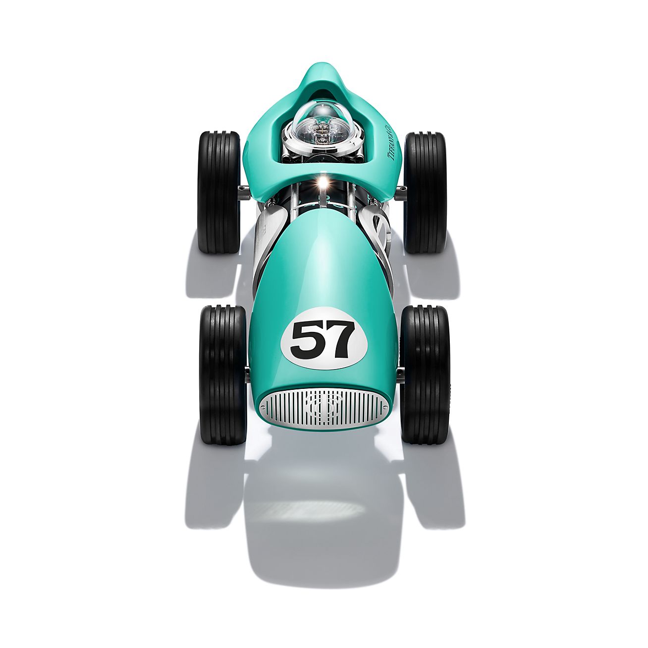 Time for Speed Race Car Clock in Aluminum with Tiffany Blue® Paint - Alternate shot 1