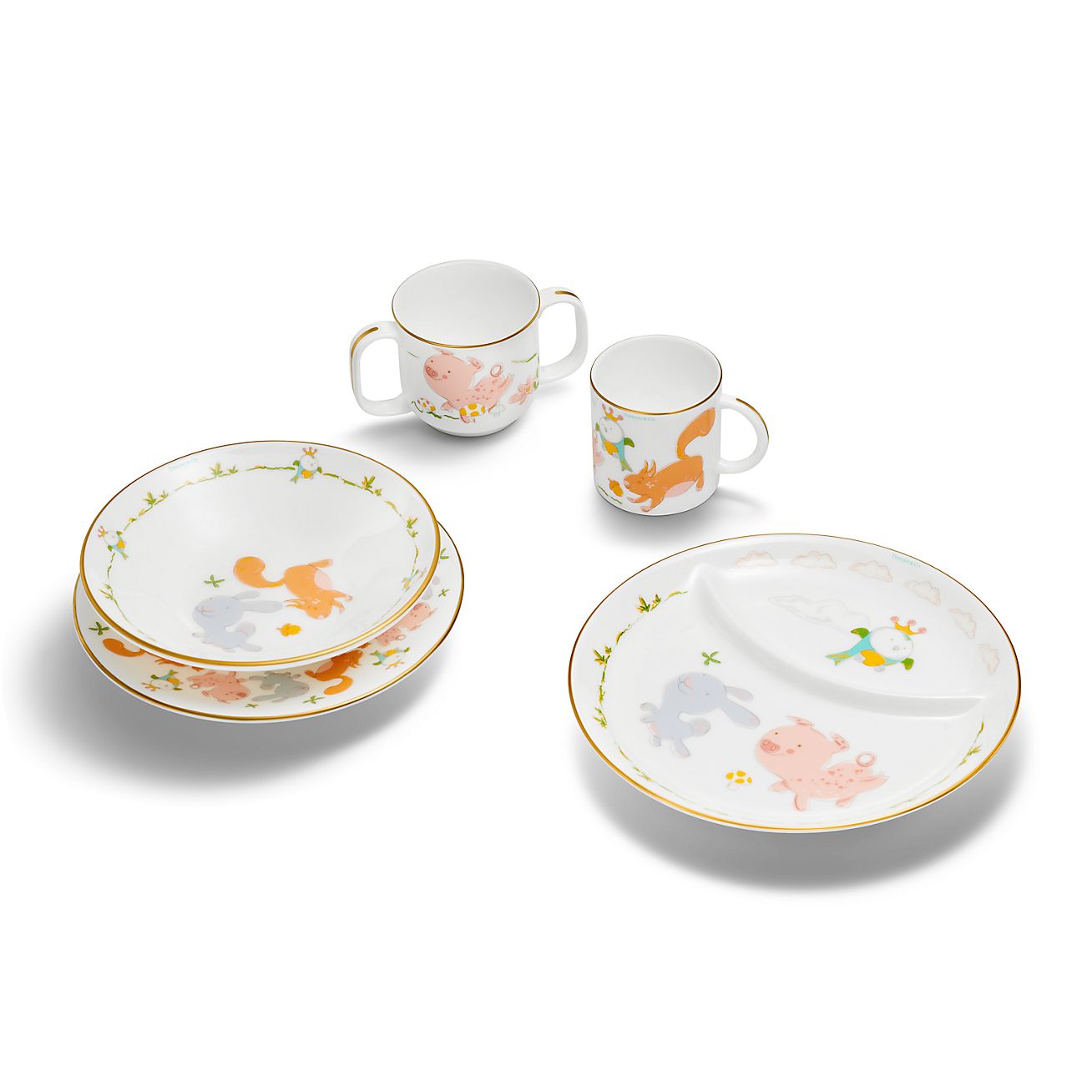 Tiny Tiffany Land Animals Baby Dish Set in Bone China Set of