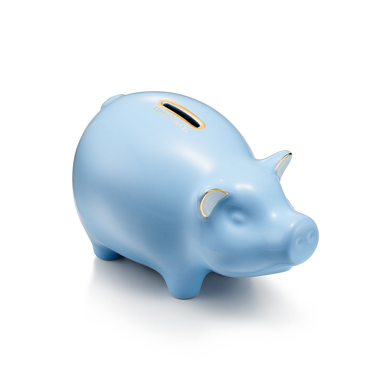 Tiny Tiffany Piggy Bank in Blue Earthenware Tiffany & Co.