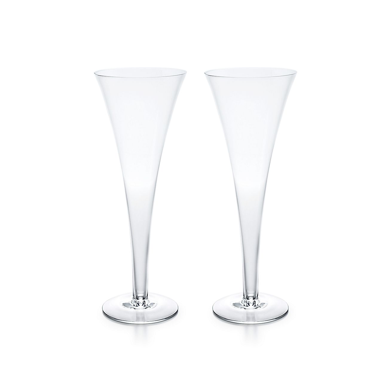 Trumpet Champagne Flutes in Crystal Glass, Set of Two Tiffany & Co.