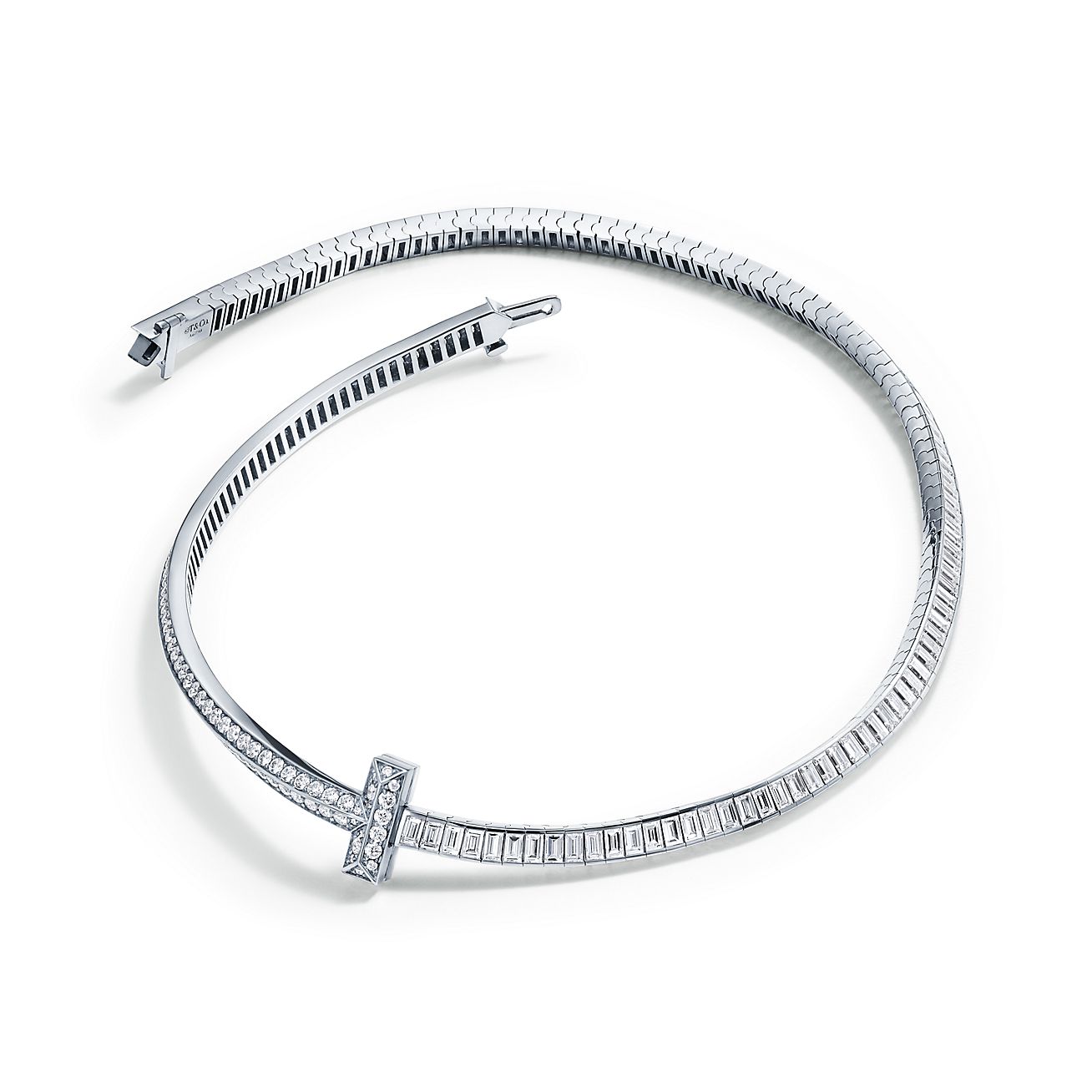 ティファニー T T ワン ダイヤモンド ネックレス ホワイトゴールド