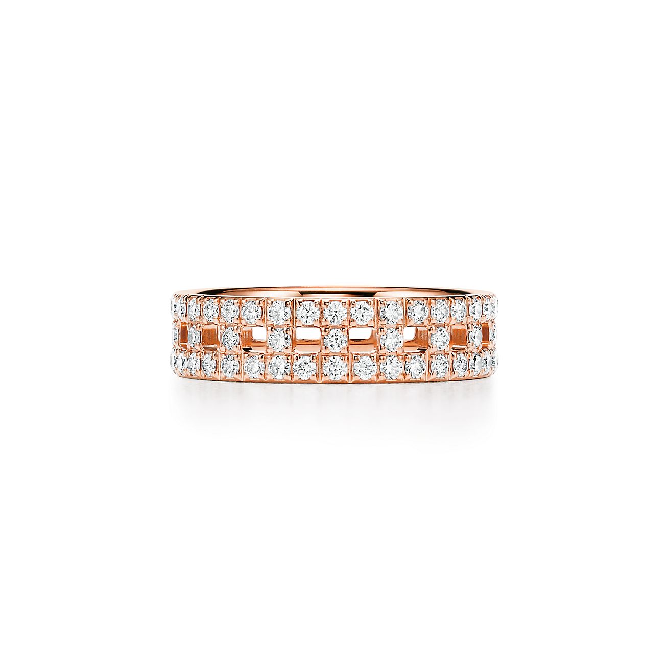 ティファニー T True ワイド リング パヴェ ダイヤモンド 18K ローズゴールド 幅 5.5MM | Tiffany & Co.