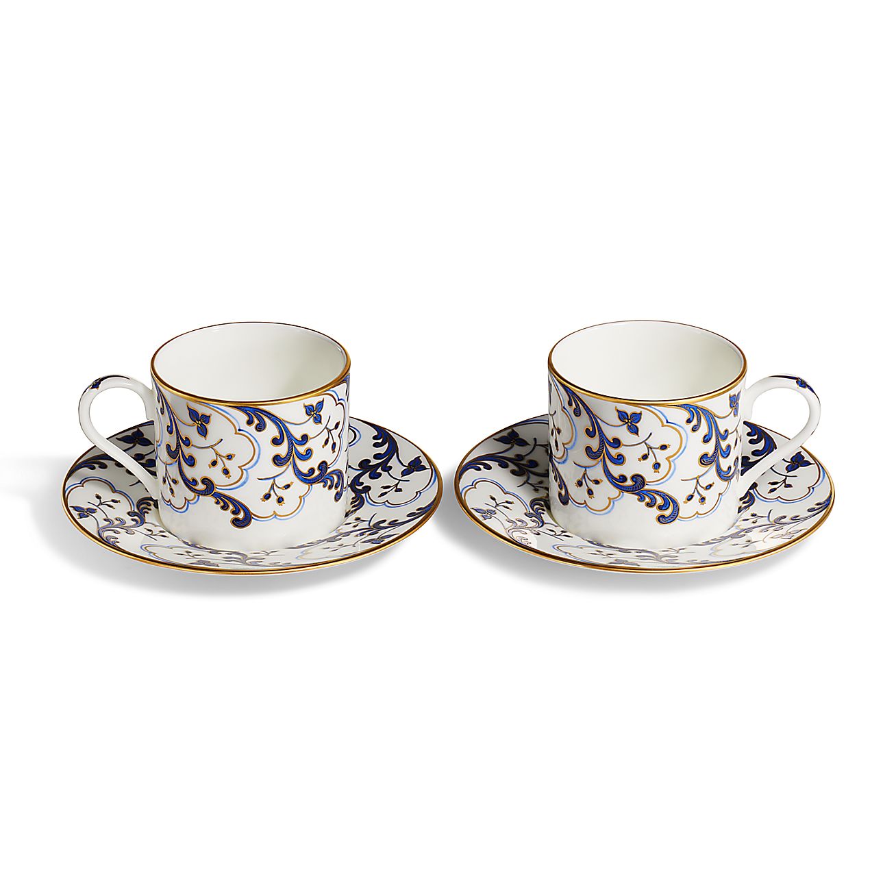 Valse Bleue Teacup and Saucer in Bone China, Set of Two