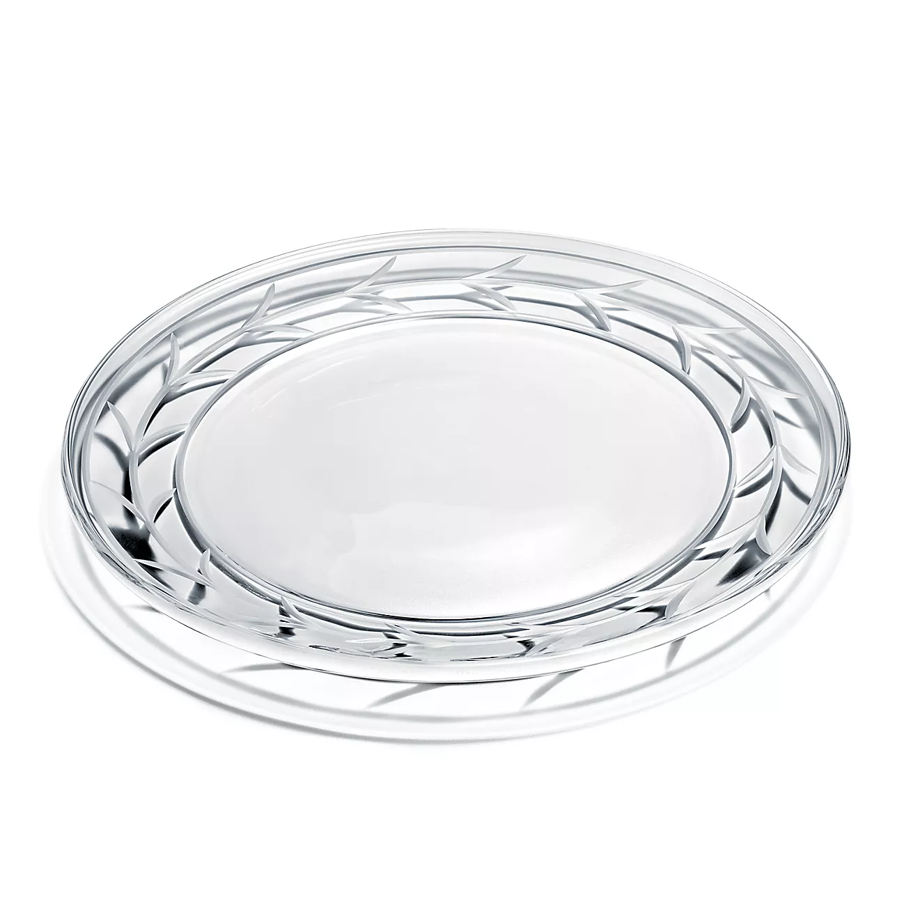 Wheat Leaf Platter in Crystal Glass