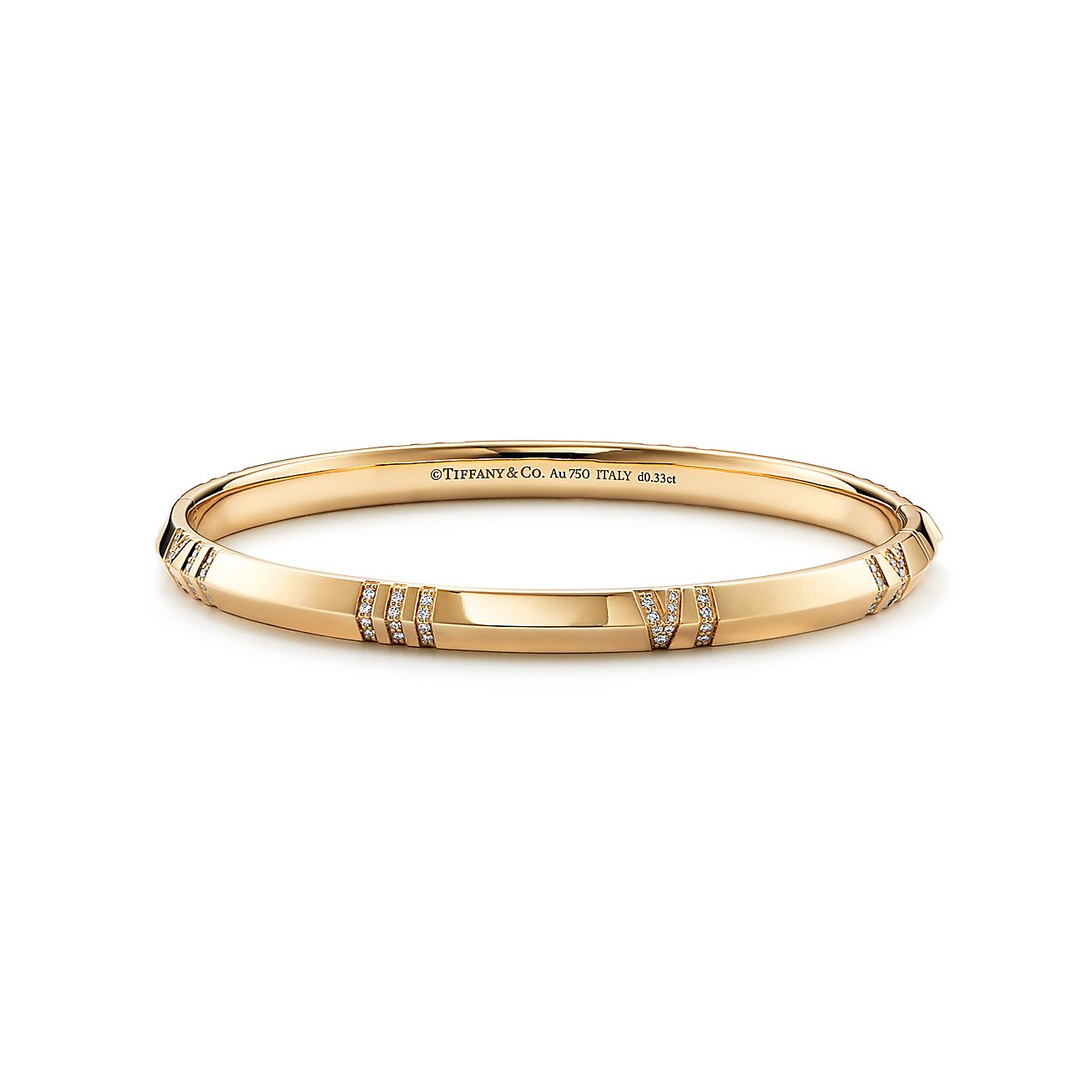 アトラス X クローズド ナロー ヒンジ バングル ダイヤモンド イエローゴールド Tiffany Co