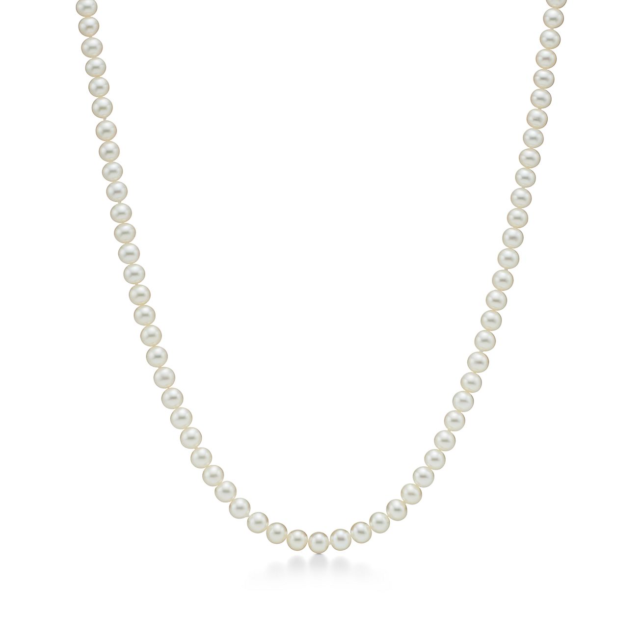 Ziegfeld Collection Pearl Necklace with a Silver Clasp, 6-7 mm