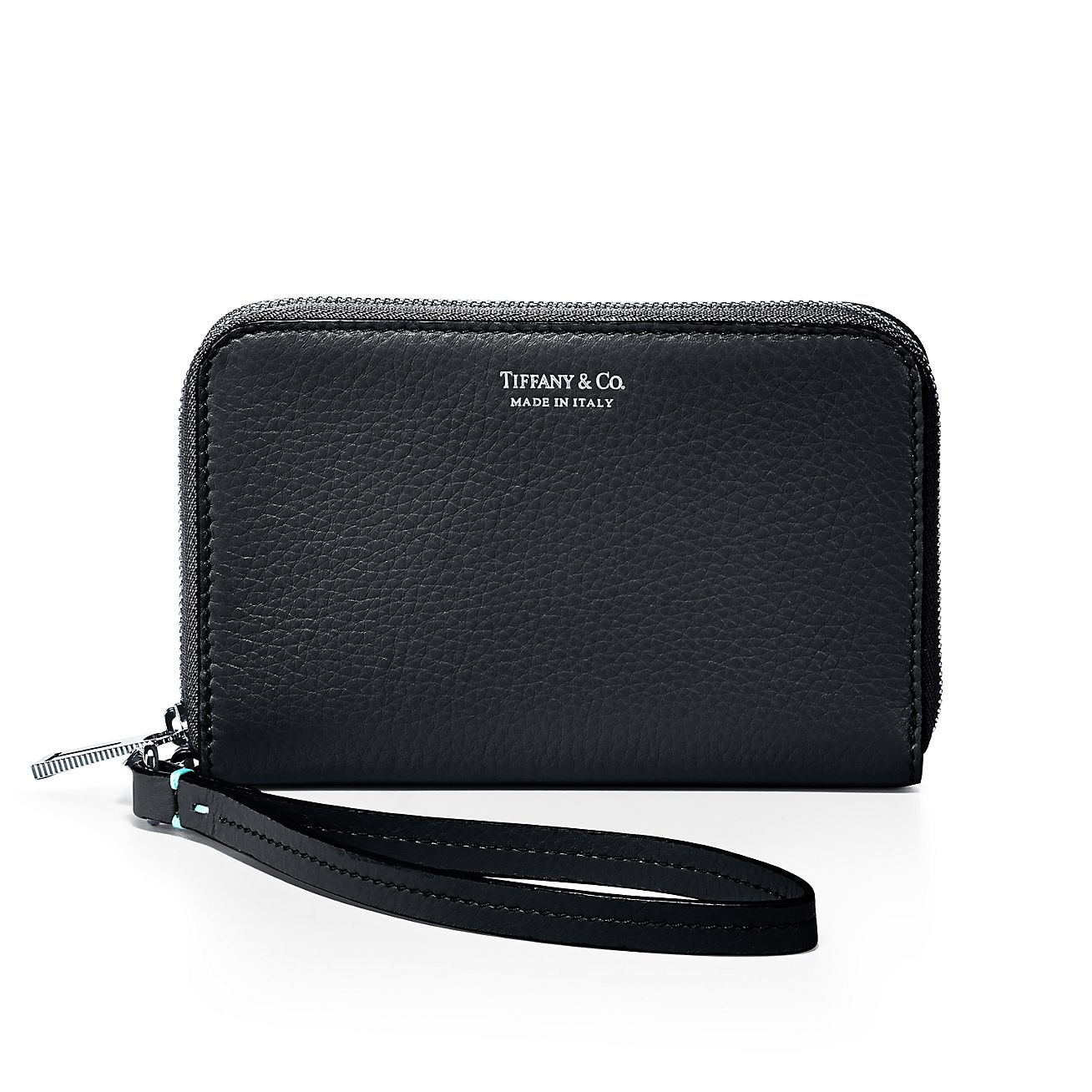 Zip wallet in black grain calfskin 