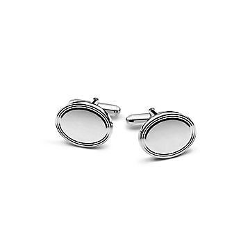 オーバル カフリンクス エンジン ターン シルバー | Tiffany & Co 