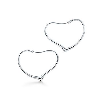 エルサ ペレッティ オープン ハート フープ ピアス スターリングシルバー Tiffany Co