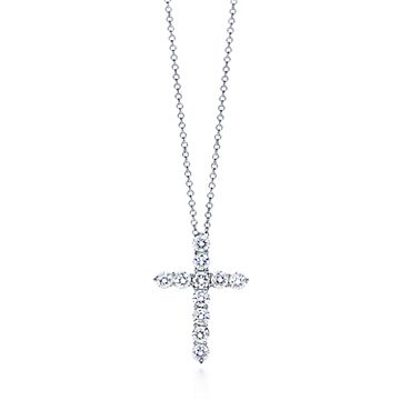 クロス ペンダント（ミディアム）ダイヤモンド プラチナ | Tiffany & Co