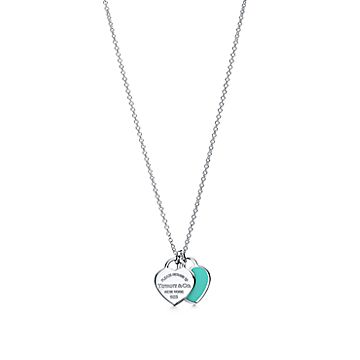 TIFFANY&Co ティファニー ブルー ダブルハートペンダント ネックレス