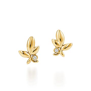 パロマ・ピカソ オリーブ リーフ ピアス ダイヤモンド 18Kゴールド