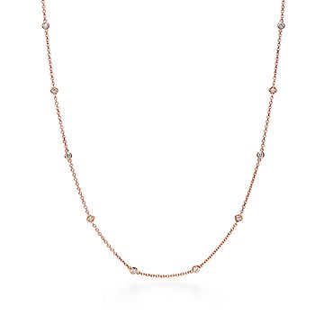 スクエア チェーン ネックレス ダイヤモンド ローズゴールド | Tiffany 