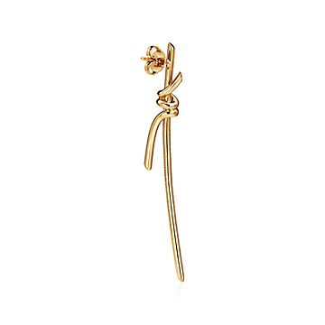 ティファニー ピアス Knot ノット K14YG/585 幅10mm レア本物