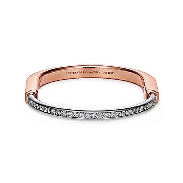 ティファニー ロック バングル ハーフ パヴェ ダイヤモンド ローズ