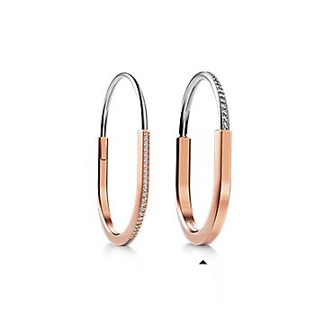 ティファニー ロック バングル ハーフ パヴェ ダイヤモンド ローズ