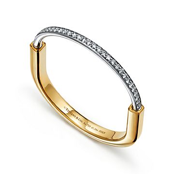 ティファニー ロック バングル ハーフ パヴェ ダイヤモンド イエローゴールド ＆ ホワイトゴールド | Tiffany & Co.