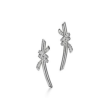 ティファニー ノット ピアス ダイヤモンド ホワイトゴールド | Tiffany 