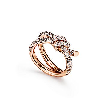 ティファニーノット　リング　ローズゴールド ティファニー ノット ダブル ロウ リング ダイヤモンド ローズゴールド