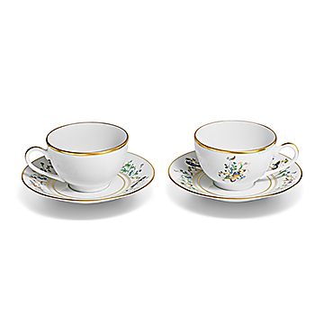 ティファニー ジャルダン ティーカップ ＆ ソーサー ポーセリン、2客 