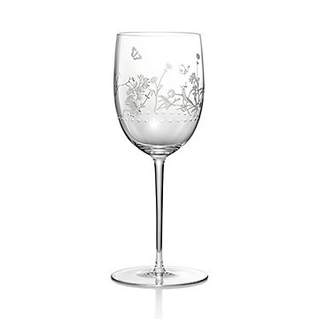 ティファニー オーデュボン ホワイト ワイングラス 手彫りガラス