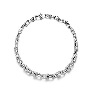 ティファニー ハードウェア グラジュエイテッド リンク ネックレス パヴェ ダイヤモンド ホワイトゴールド | Tiffany & Co.