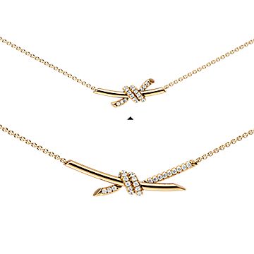 ティファニー ノット ペンダント ダイヤモンド イエローゴールド