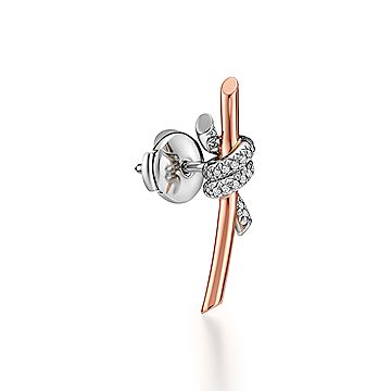 ティファニー ノット ピアス ダイヤモンド ローズゴールド ＆ プラチナ