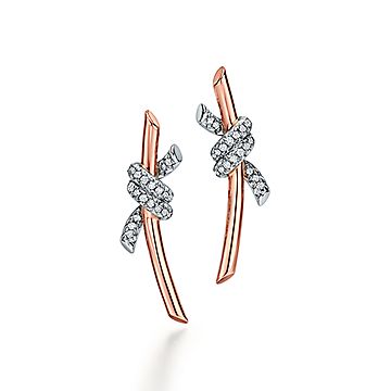 し*ま様 正規品⭐︎ Tiffany ティファニー　ノット　ピアス ティファニー ノット ピアス ダイヤモンド ローズゴールド ＆ プラチナ