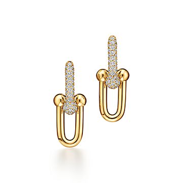 ティファニー Tiffany ハードウェア ミディアムリンク ピアス K18YG ティファニー ハードウェア リンク ピアス ダイヤモンド イエロー