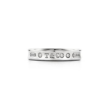 ティファニー Tiffany & Co. リング 1837 ナロー ロゴ 2ポイント ダイヤモンド K18PG 10号