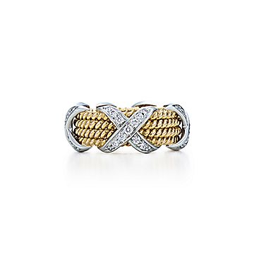 ジャン シュランバージェ 4 ロウ ロープ リング ダイヤモンド プラチナ 18kゴールド Tiffany Co