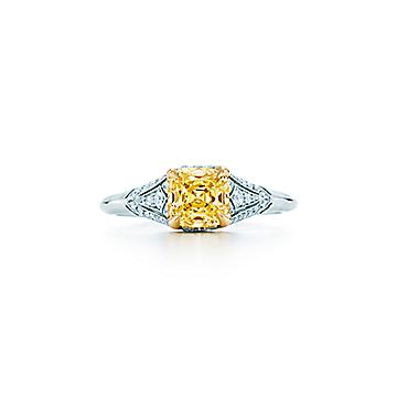Art Deco Ring In Platinum And 18k Gold With A Tiffany Yellow Diamond Tiffany Co