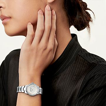 Atlas™ 29 mm Watch in Stainless Steel with Diamonds | Tiffany & Co