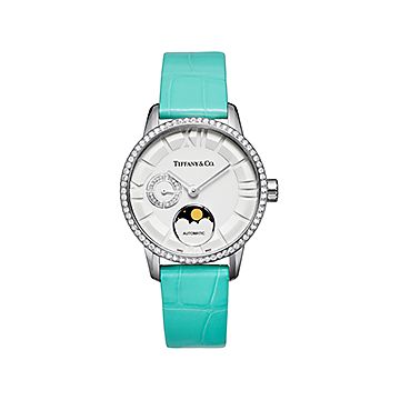 時計 Tiffany & Co. Atlas round watch Atlas® 34 mm Watch in Stainless Steel with Diamonds and a