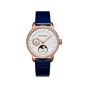 Atlas® 34 mm Moonphase Mechanical Watch in Rose Gold with Diamonds