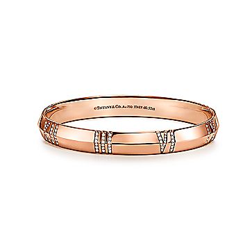 Atlas® X Closed Wide Hinged Bangle in Rose Gold with Diamonds