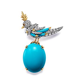 バード オン ア ロック BY ティファニー ブローチ ターコイズ