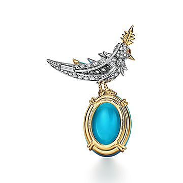 バード オン ア ロック BY ティファニー ブローチ ターコイズ＆ダイヤ