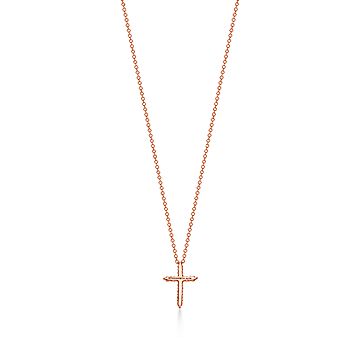 tiffany rose gold cross necklace