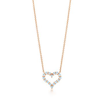 heart diamond necklace rose gold