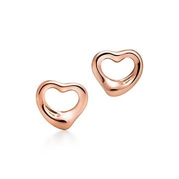 tiffany and co rose gold heart earrings