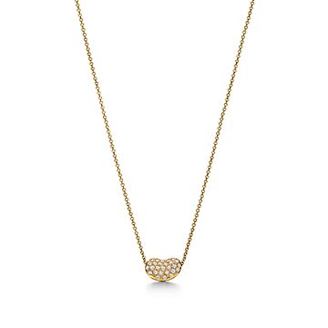 14Kgf non-fading] Rose Gold single diamond necklace small golden bean  necklace - Shop TIME JEWELRY Necklaces - Pinkoi
