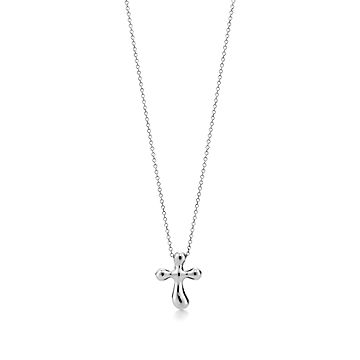 Tiffany & Co. Sterling Silver Peretti Small Cross Pendant Necklace 16