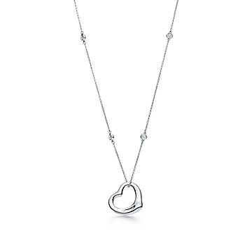 Elsa Peretti Diamonds by The Yard Open Heart Necklace in Sterling Silver