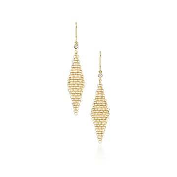 Estate Gold Mesh Diamond 'X' Earrings