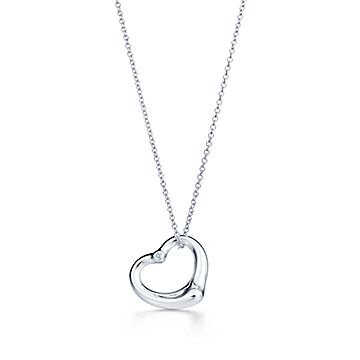 Tiffany & Co. Platinum Diamond Heart Lock 16 in. Pendant Necklace Pt  950