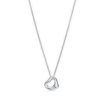 Tiffany & Co. Elsa Peretti Diamond Open Heart Pendant Necklace In Platinum  - Brilliance Jewels